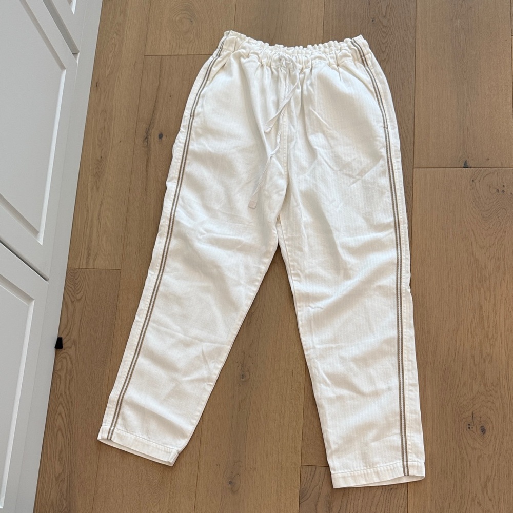 XiRENA Kids Cream Joggers with Tan Stripes